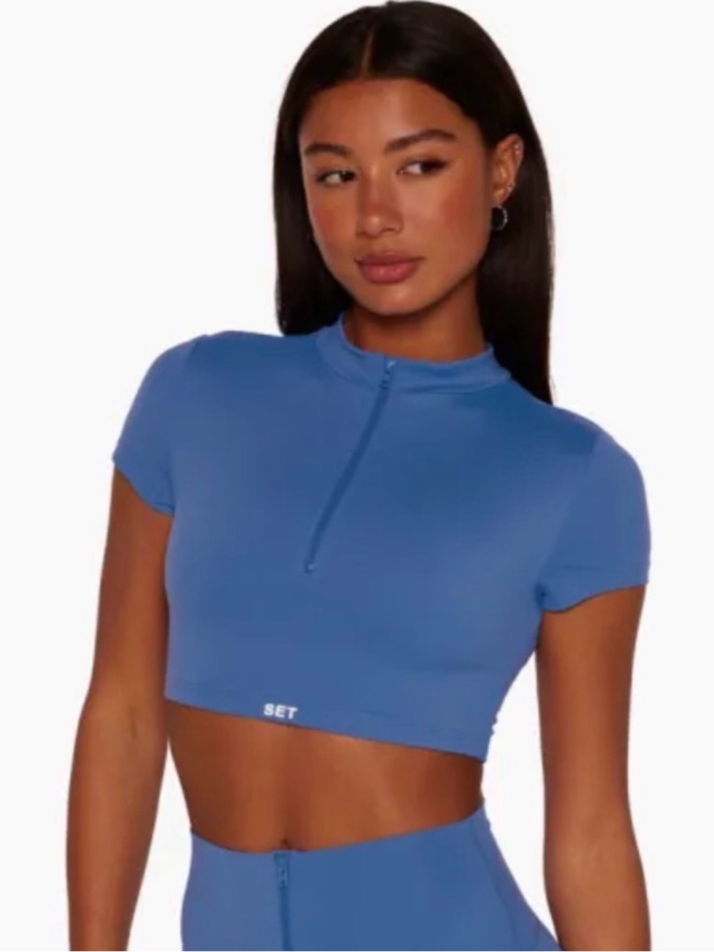 SET Active ‘Sportbody’ Cropped Half-Zip Top - Women’s Medium, Taupe - Picture 4 of 4